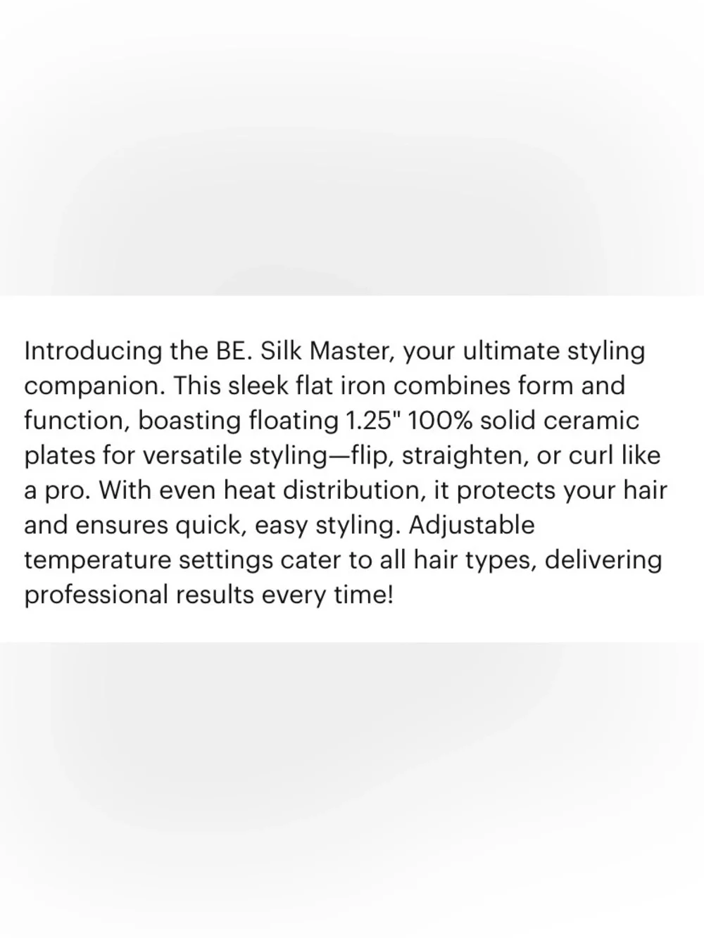 BE SILKMASTER 1.25” CERAMIC FLATIRON/ BLUE